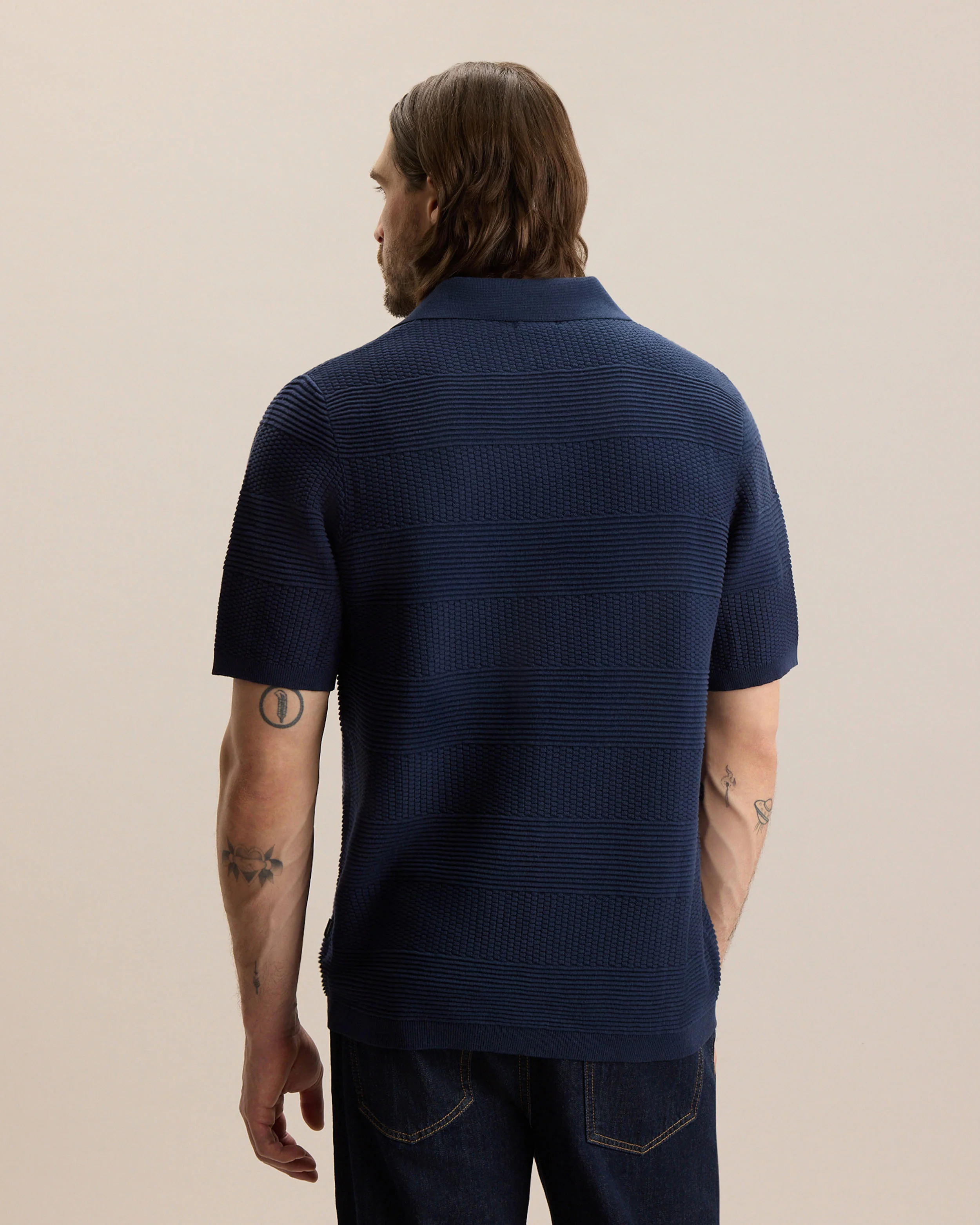 ENGINEERED STRIPE JOHNNY COLLAR POLO - Image 3