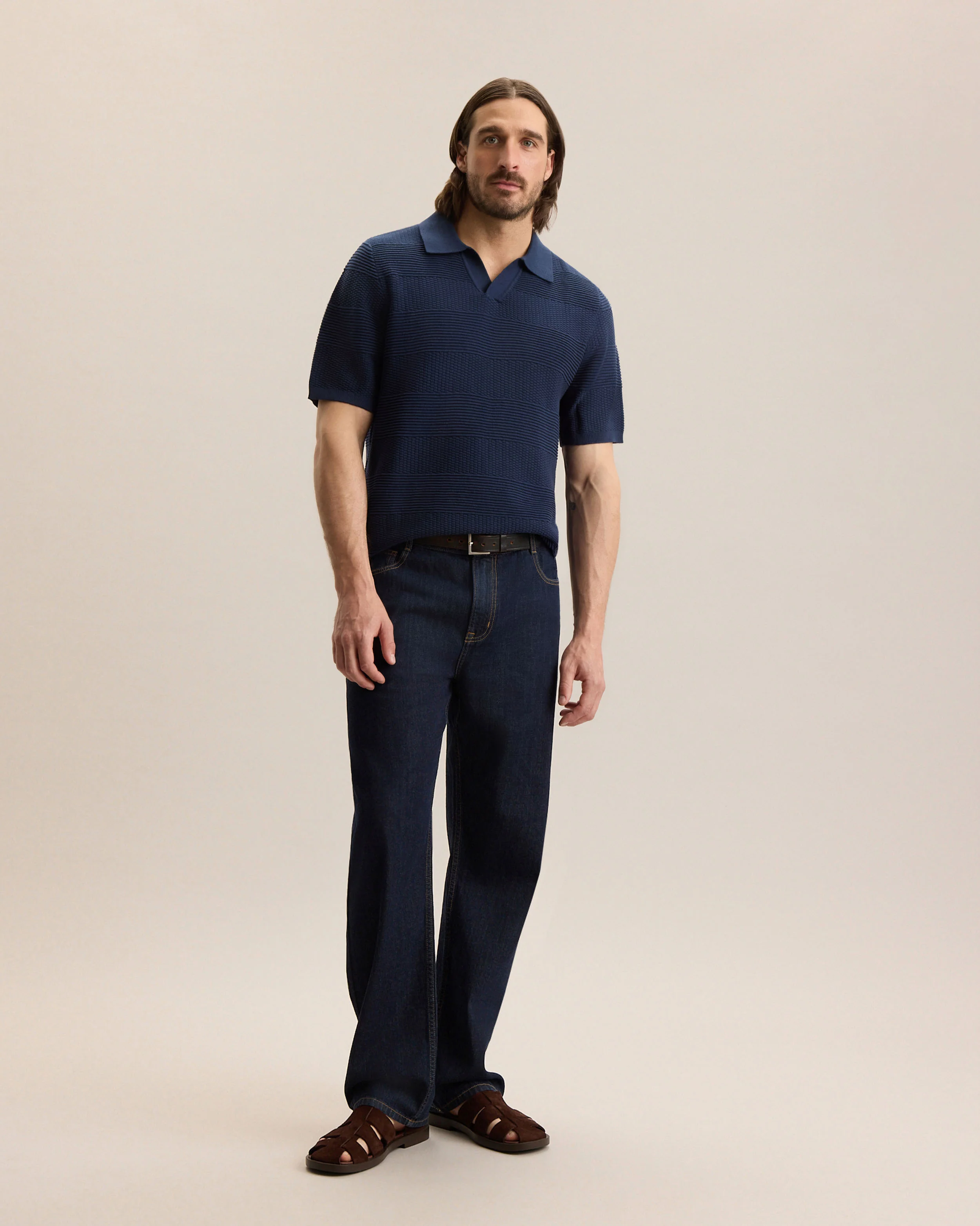 ENGINEERED STRIPE JOHNNY COLLAR POLO - Image 7