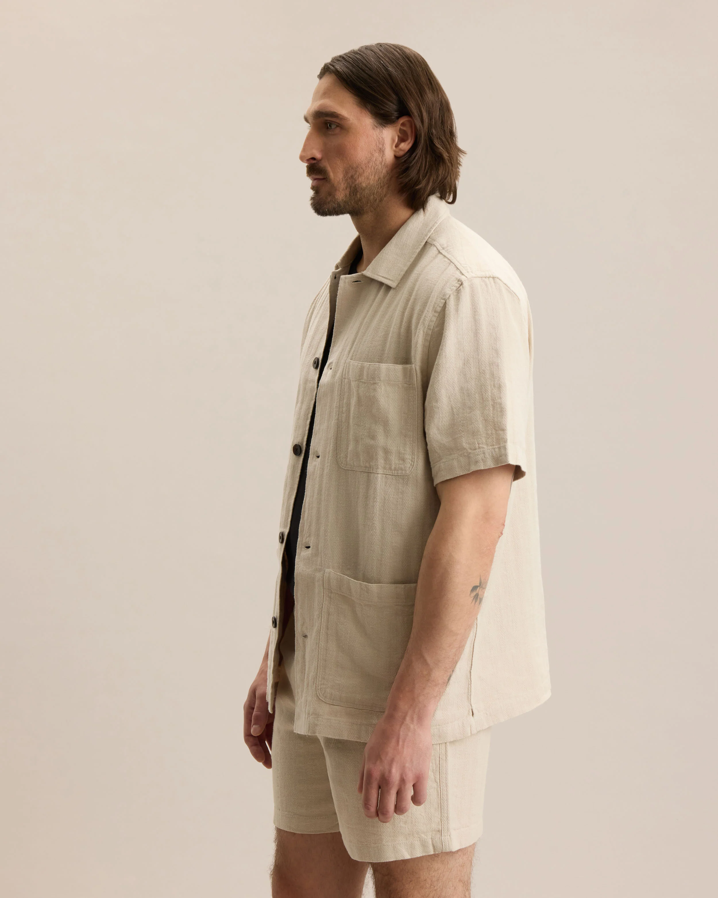 HEMP HERRINGBONE OVERSHIRT - Image 2